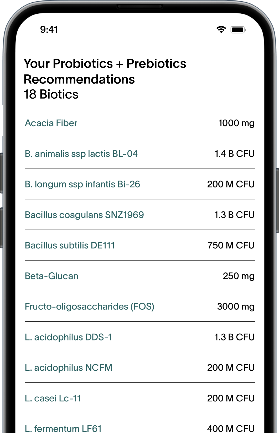 [Phone Screen] Viome App - Your Probiotics and Prebiotics Recommendations